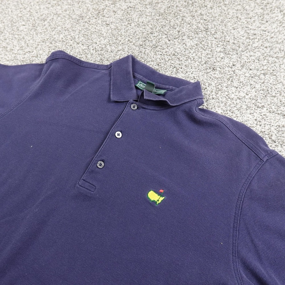 Masters Polo Shirt Mens L Blue Pima Cotton Golf Augusta National Logo Preppy Top
